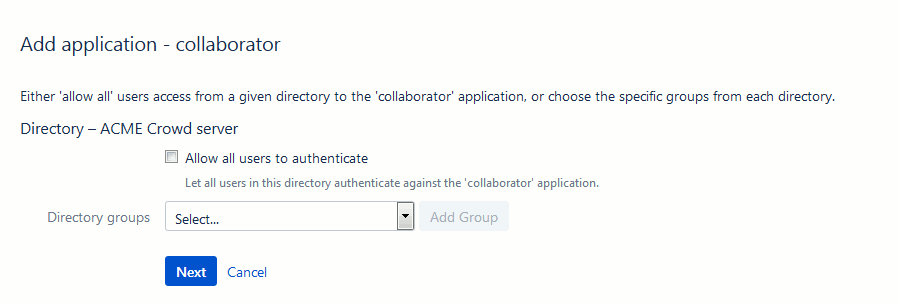 Adding application: Authentication settings