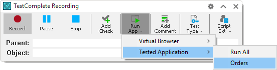Launching a ClickOnce application from the Recording toolbar
