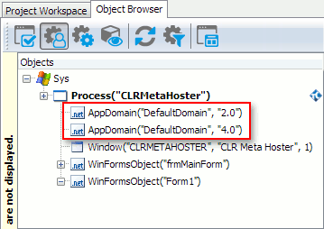 Object Browser showing .NET application with two AppDomains