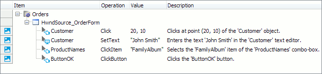 Sample keyword test recorded for WPF application