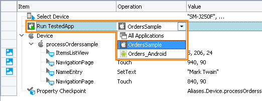 Testing Xamarin.Forms applications tutorial: Modify the Run TestedApp operation