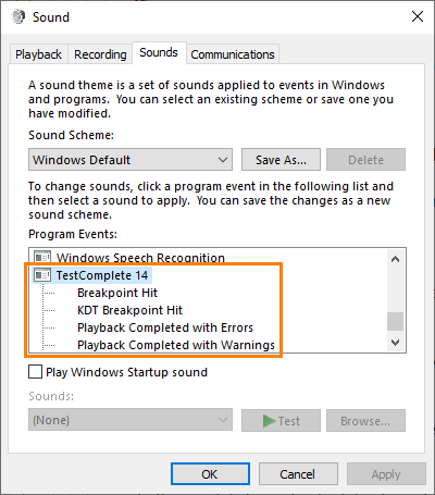 Sound and Audio Device Properties dialog