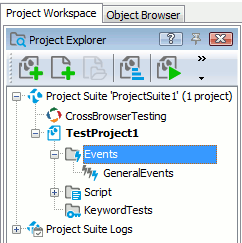 Events in the Project Explorer