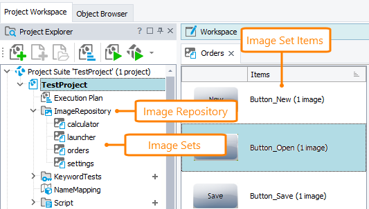 Image-Based Testing: Image Repository and Image Set items