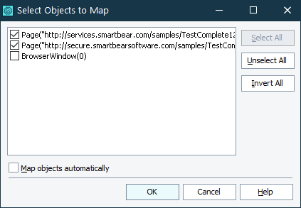 Select Objects to Map Dialog