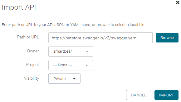 Importing an API - Step 1