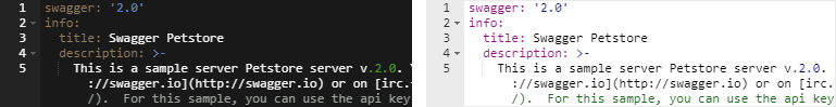 SwaggerHub Editor syntax highlighting themes