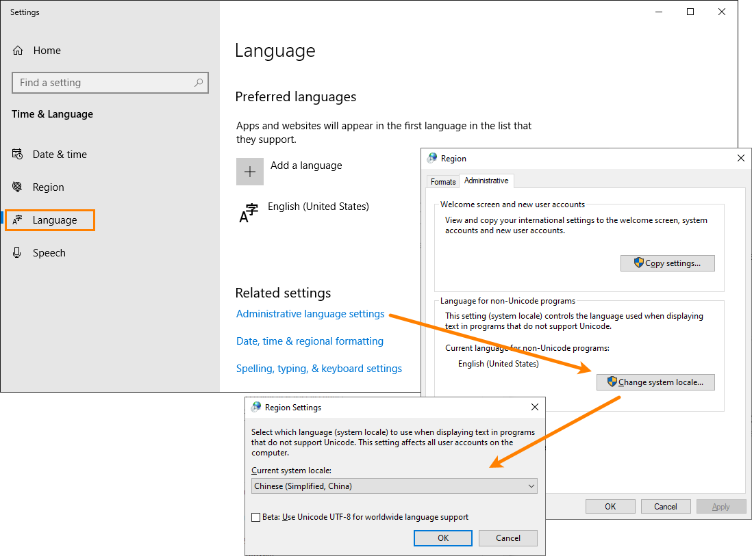 Setting a Unicode language Setting a Unicode language
