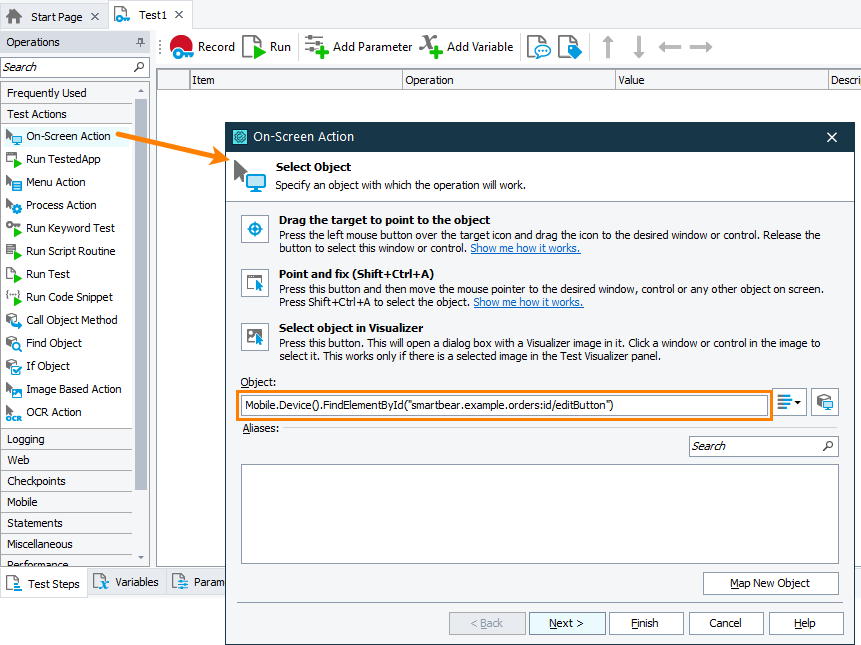 Specifying a tested object in a keyword test Specifying a tested object in a keyword test