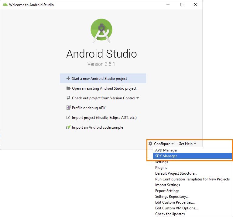 Opening Android ADK Manager Opening Android ADK Manager
