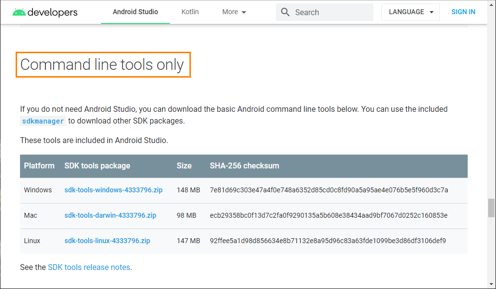 Downloading Android ADK Platform tools Downloading Android ADK Platform tools