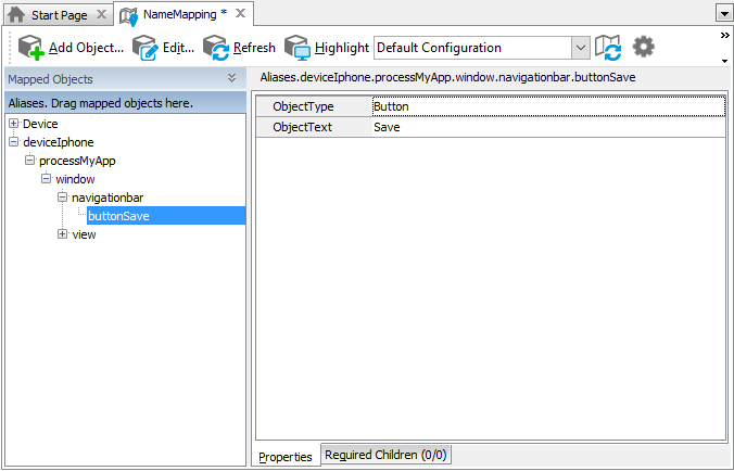 iOS testing: Name Mapping editor iOS testing: Name Mapping editor