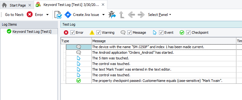 Testing Xamarin.Forms applications tutorial: The results of the test run on the Android device Testing Xamarin.Forms applications tutorial: Results of the test run on the Android device