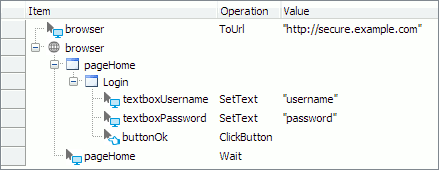 A keyword test that automates the login dialog Keyword test that automates login dialog