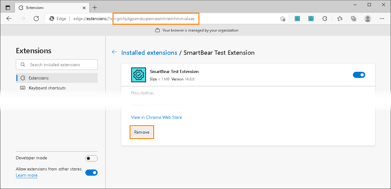 Removing the extension from Edge Removing the extension from Edge