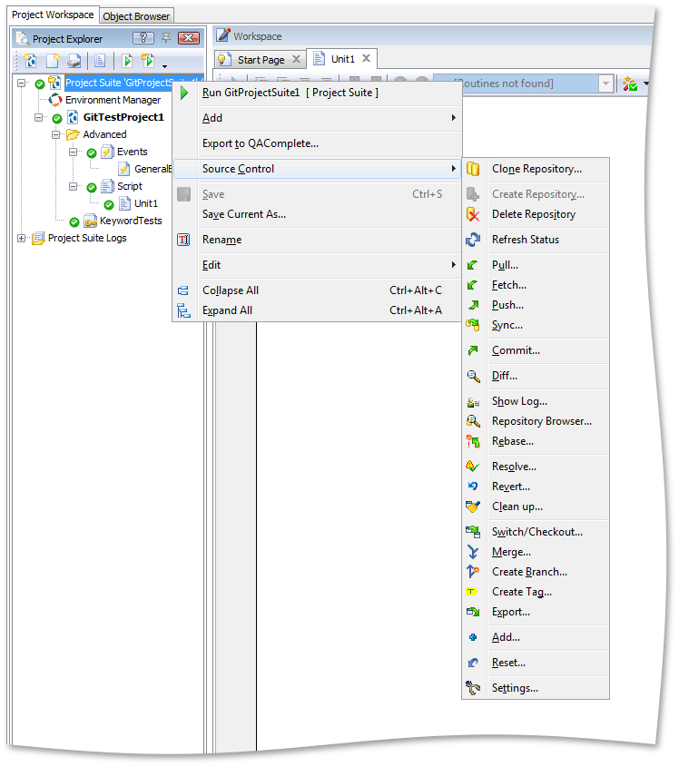 TortoiseGit commands in TestComplete TortoiseGit commands in TestComplete