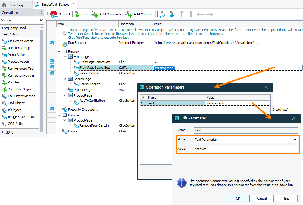 Replace recorded values with parameters Replace recorded values with parameters