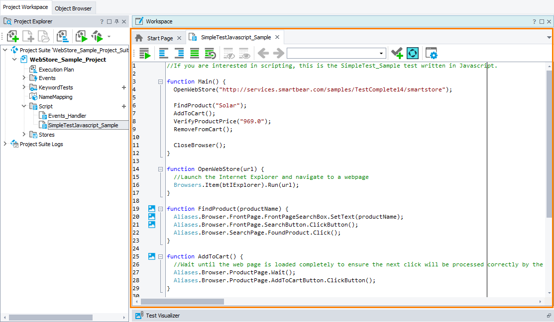 Script A script test in TestComplete