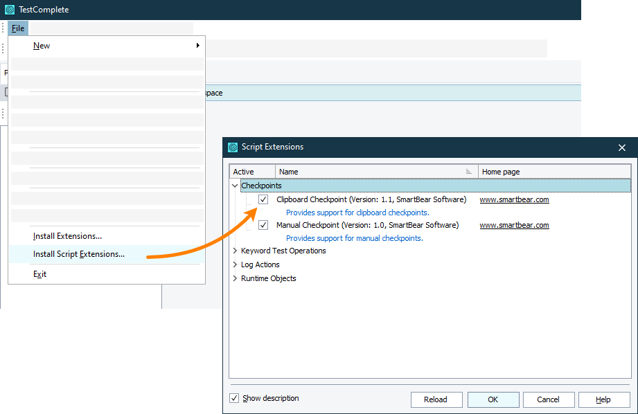 Checking if the Clipboard Checkpoint script extension is installed and enabled Checking if the Clipboard Checkpoint script extension is installed and enabled