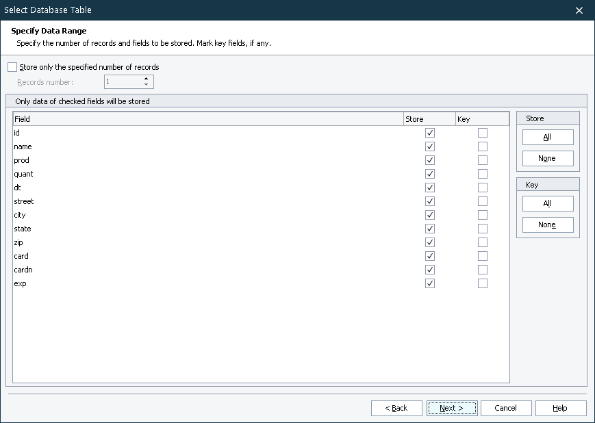 Data range page Data range page