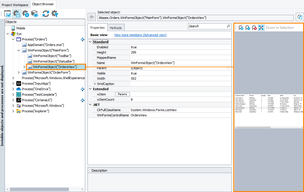 Object images in the Object Browser Object images in the Object Browser