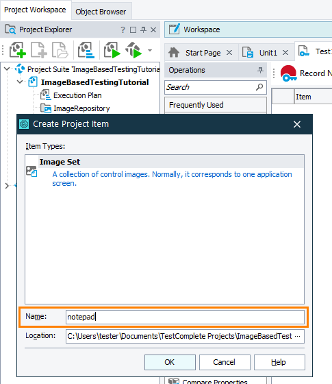 Image-Based Testing Tutorial: Specifying a Name for an Image Set Image-Based Testing Tutorial: