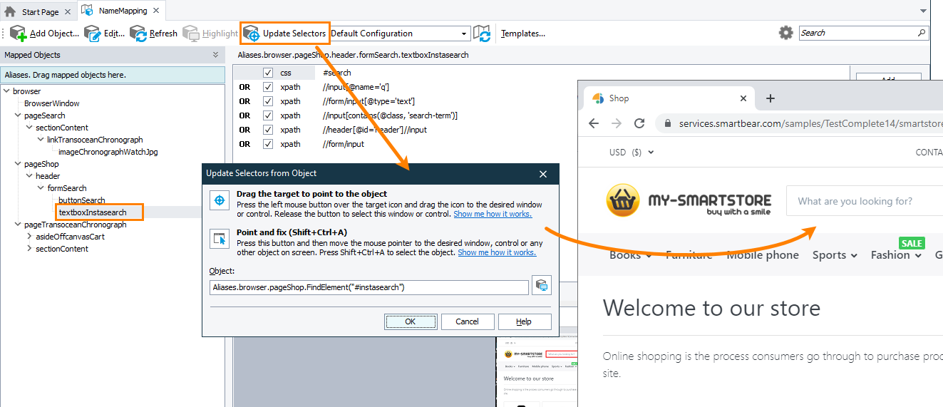 Updating selectors from the Name Mapping editor Updating selectors from the Name Mapping editor
