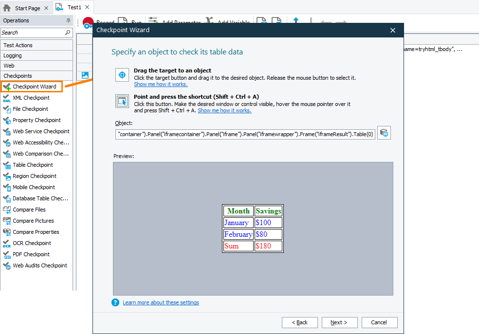 Specifying screen area that renders tabular data Specifying screen area that renders tabular data