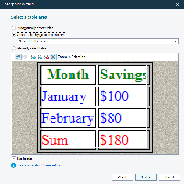 Selecting the search area Selecting the search area