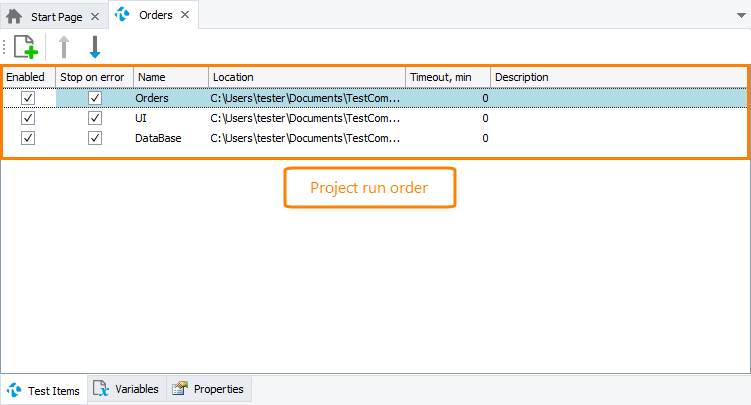 Project run order Project run order