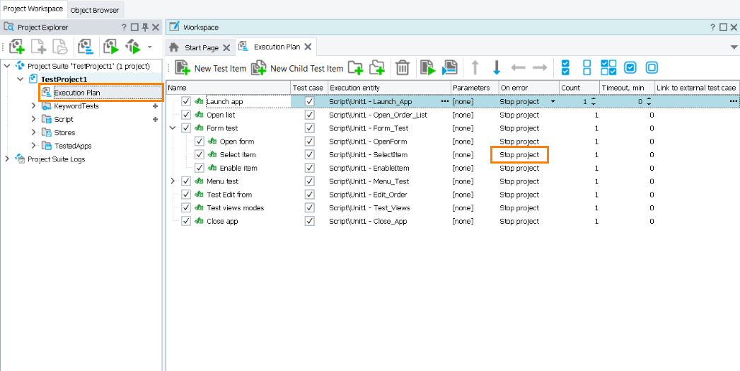 Set the On error property to Stop project Set the On error property to Stop project