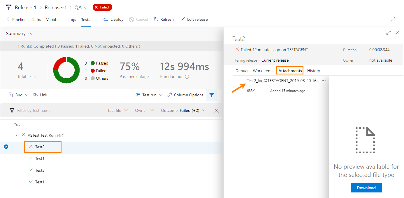 A TestComplete test log TestComplete integration with Azure DevOps: TestComplete test log