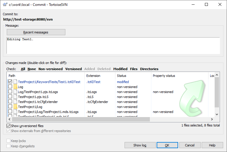 TortoiseSVN Commit Dialog TortoiseSVN Commit Dialog