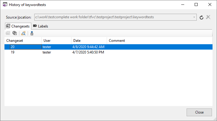 Data on the Changes Made to a Project Item The historical data on the project