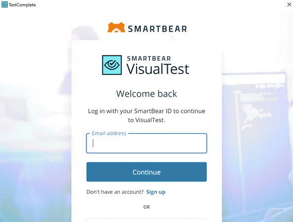 VisualTest Authentication Pop-up VisualTest Authentication Pop-up