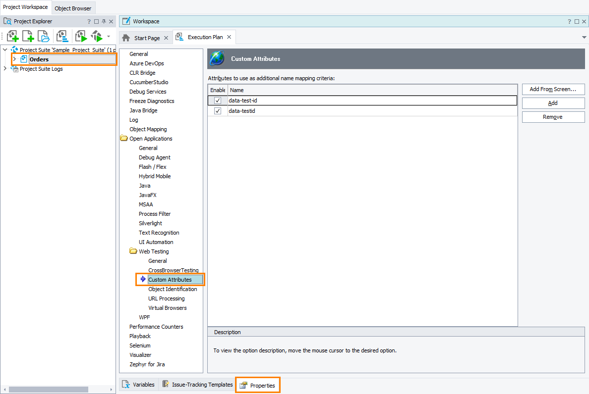 TestComplete Project Properties - Custom Attributes TestComplete Project Properties - Custom Attributes