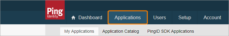 The Applications tab in PingOne