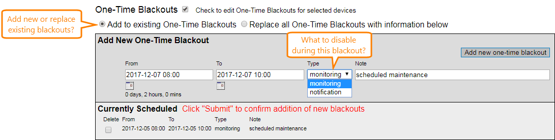 Bulk editing: one-time blackouts