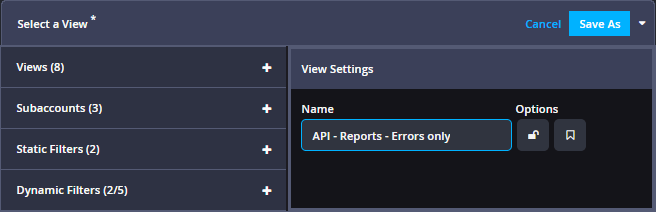 View name and settings