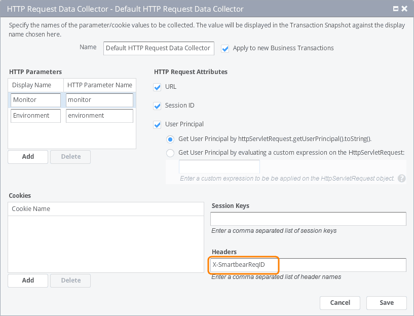 AppDynamics: HTTP Request Data Collector Configuration