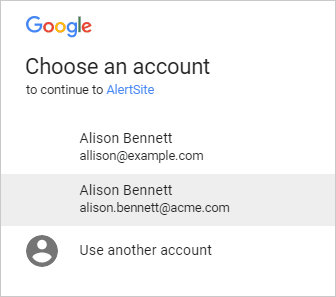 Selecting a Google account
