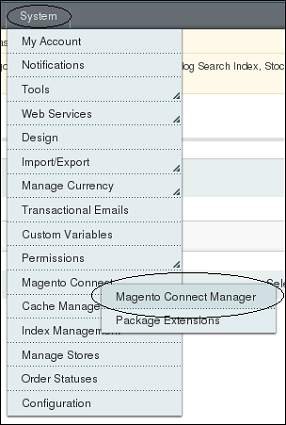 Open the Magento Connect Manager