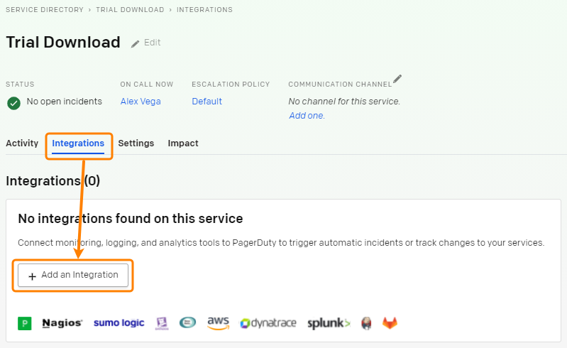 Adding an integration to a service in PagerDuty