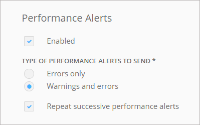 Splunk recipient properties: Performance alerts