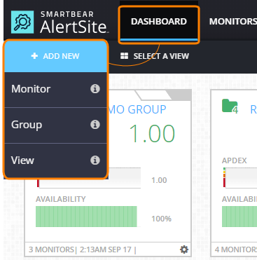 Website monitoring with AlertSite: Create a monitor