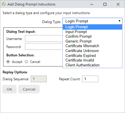 Dialog types