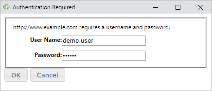 The Authentication Required dialog