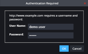 The Authentication Required dialog