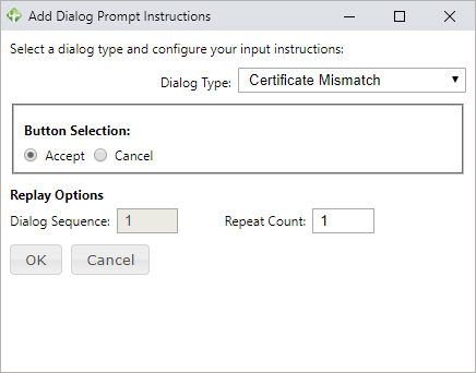 The Certificate Mismatch dialog