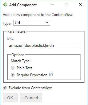 Add ContentView component: regular expression